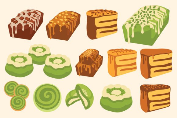 Download Brown and Green Cake Vector Set - Green Collection