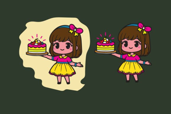 Download A Girl with a Birthday Cake Sticker Svg - Birthday cake sticker svg Collection