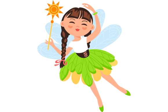 Download Cute Little Fairy. Flying Girl in Green - Green Collection
