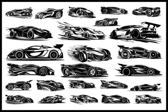 Download Stylish Supercar Silhouettes Design - Premium Resources
