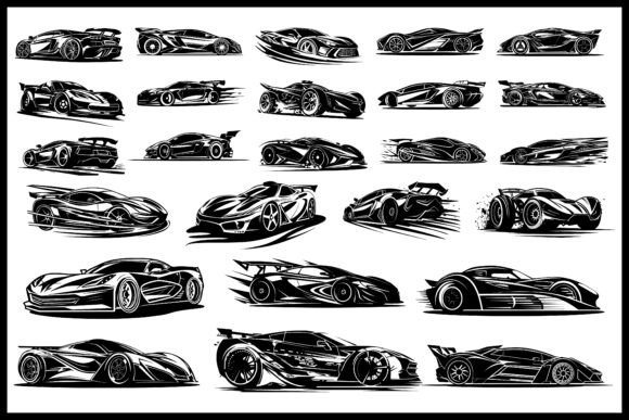 Download Stylish Supercar Silhouettes Collection - Premium Resources