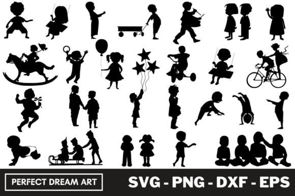 Download Children Silhouette Bundles - Children silhouette Collection