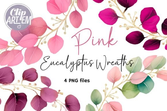 Download Pink Green Eucalyptus 4 Wreaths ClipArt - Green Collection